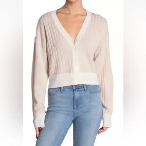 RAG & BONE 100% Wool Dallyce Wool Cropped Ribbed Cardigan Size L